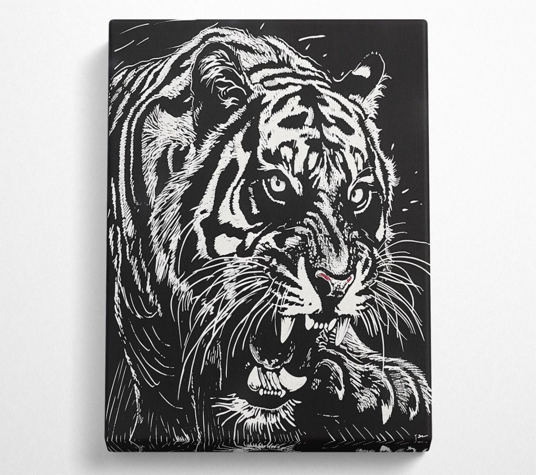  A Canvas Print of Lino Tiger Print Canvas Wall Art