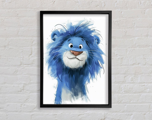 Lion Blue Framed Print