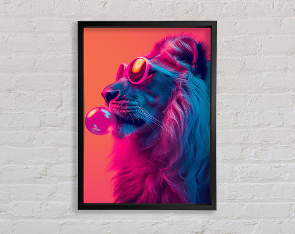 Lion Bubble Gum Framed Print