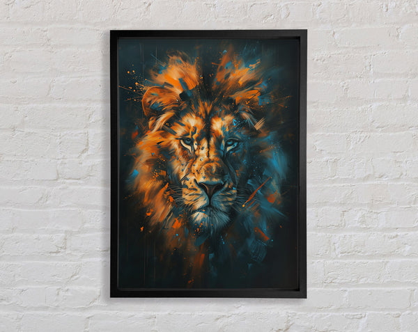 Lion Colour Explosion Framed Print