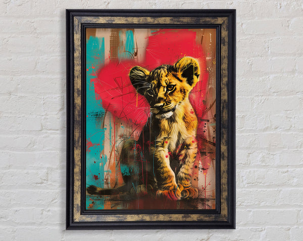 Lion Cub Heart Framed Print