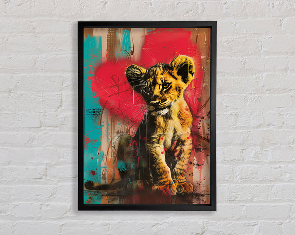 Lion Cub Heart Framed Print