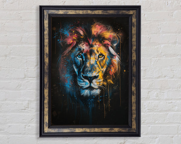 Lion Explosion Framed Print