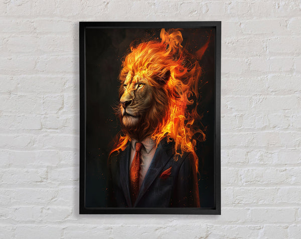 Lion Fire Hair Framed Print
