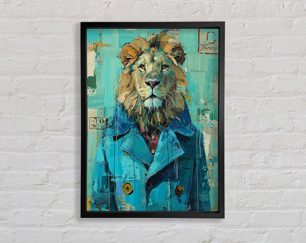 Lion In A Blue Coat Framed Print