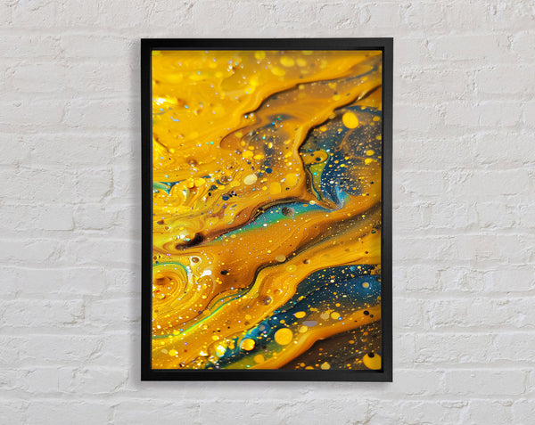 Liquid Glitter Yellow Framed Print