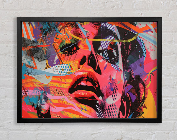 Lithograph Collage Woman Framed Print