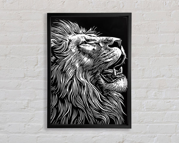 Lithograph Lion Art Framed Print