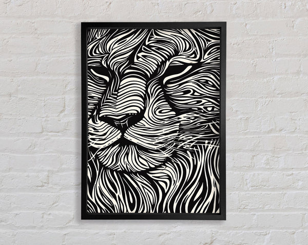 Lithograph Lion Framed Print