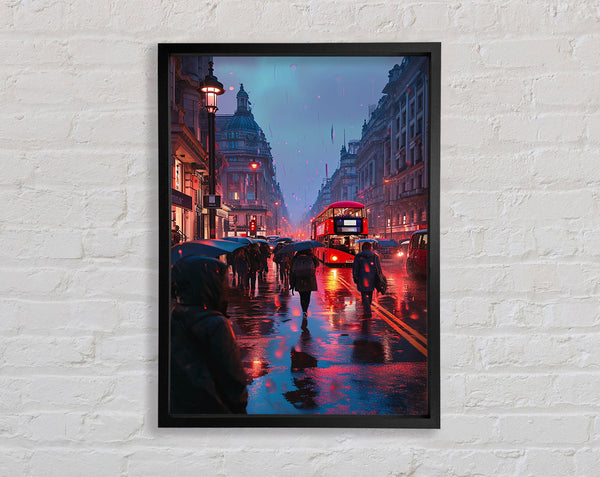 London Bus At Dusk Framed Print