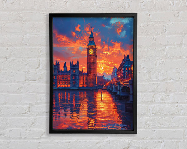 London City Skyline At Night Framed Print