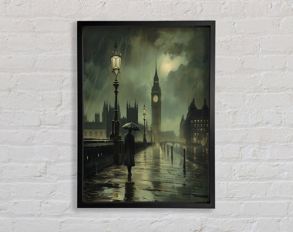 London Rain Gloomy Framed Print