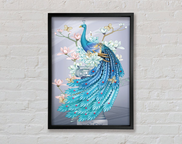 Majestic Blue Peacock Framed Print
