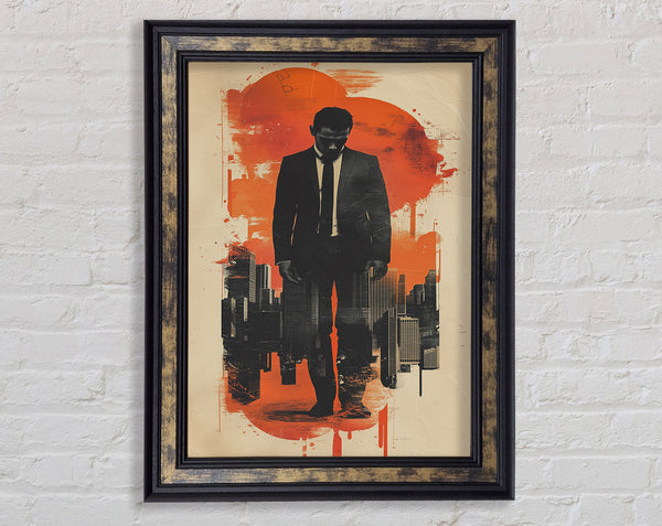 Man In The Red City Framed Print