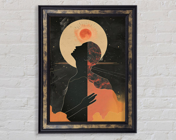 Man On The Sun And Moon Framed Print