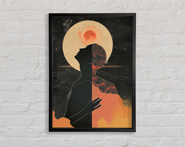 Man On The Sun And Moon Framed Print