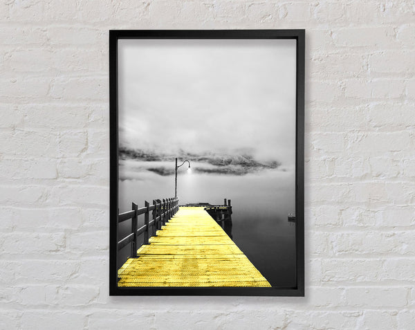 Misty Pier Framed Print