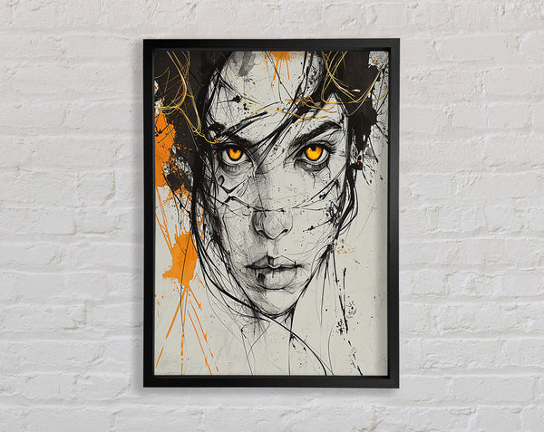 Mix Ink And Orange Face Framed Print