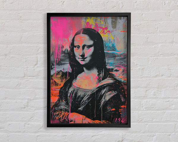 Mona Lisa Graffiti Pink Framed Print