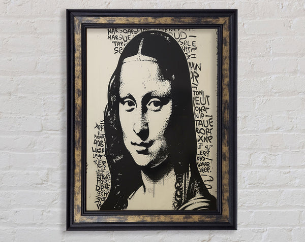 Mona Lisa Graffiti Writing Framed Print