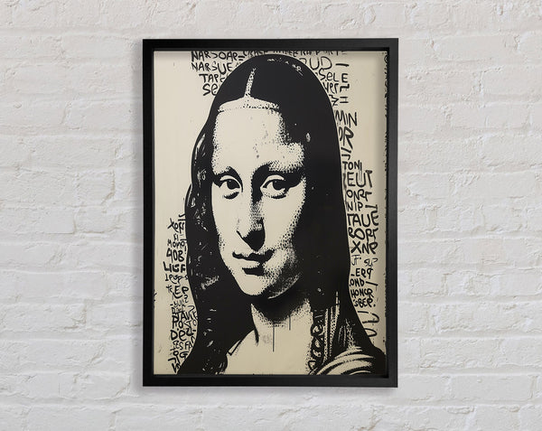 Mona Lisa Graffiti Writing Framed Print