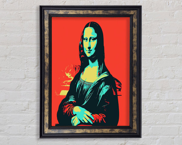 Mona Lisa On Red Framed Print