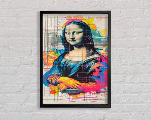 Mona Lisa Pop Art Lines Framed Print