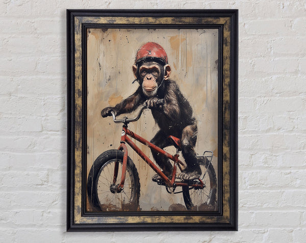 Monkey On A Bike Framed Print