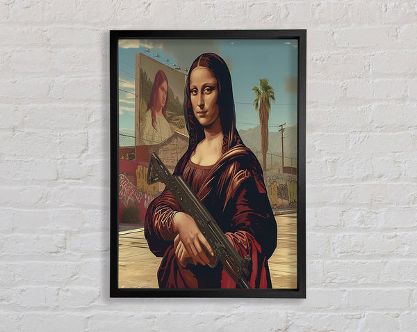 Mono Lisa Gun Framed Print