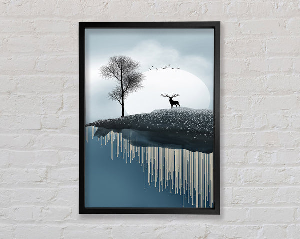 Moon Deer Framed Print