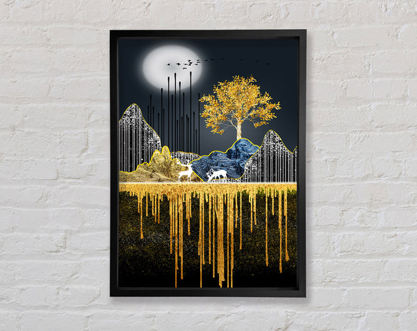Moonlit Gold Tree Framed Print