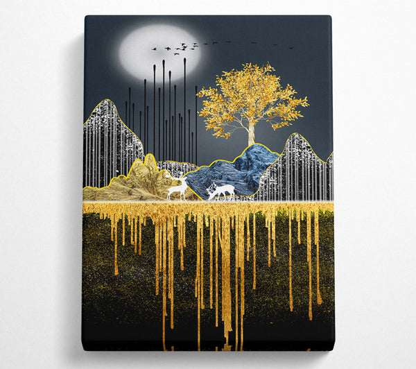  A Canvas Print of Moonlit Gold Tree Canvas Print