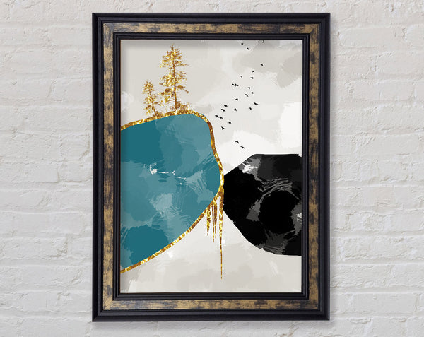 Mountain Tree Gold Framed Print