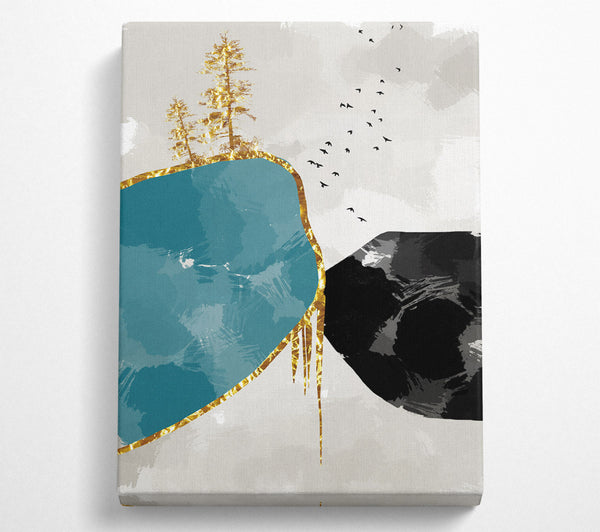  A Canvas Print of Mountain Tree Gold Canvas Art