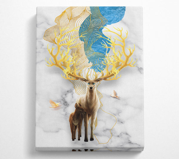  A Canvas Print of Mum And Young Kid Deer Canvas Wall Art