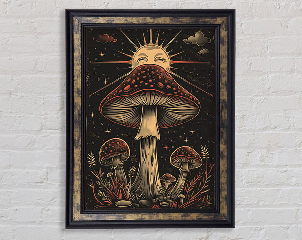 Mushroom And Moon Framed Print