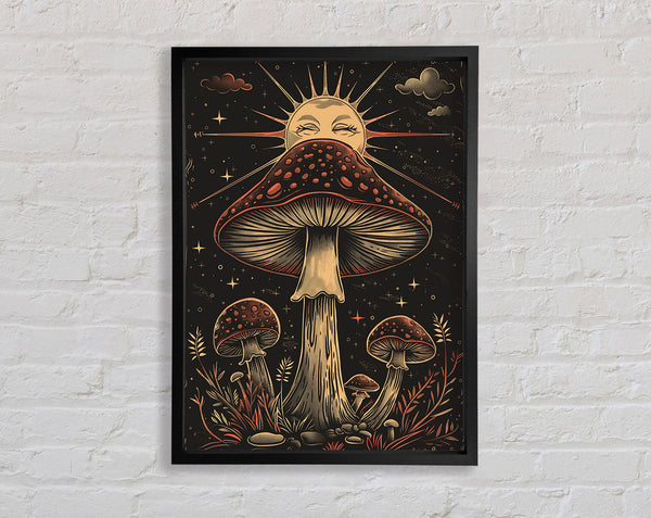 Mushroom And Moon Framed Print