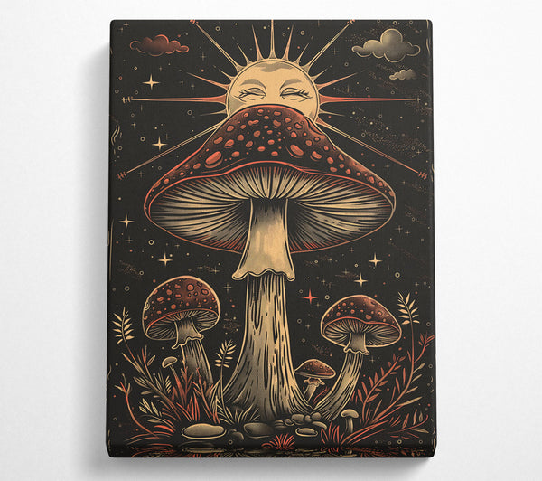  A Canvas Print of Mushroom And Moon Canvas Print
