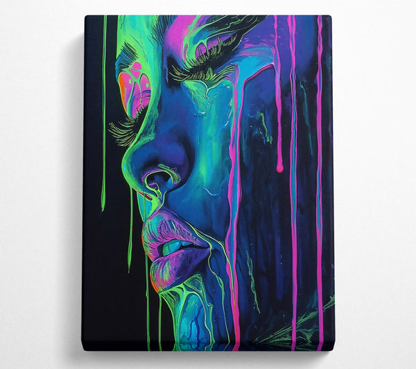  A Canvas Print of Neon Dripping Face Canvas Print
