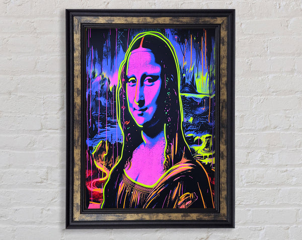 Neon Face Mona Lisa Framed Print