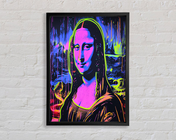 Neon Face Mona Lisa Framed Print