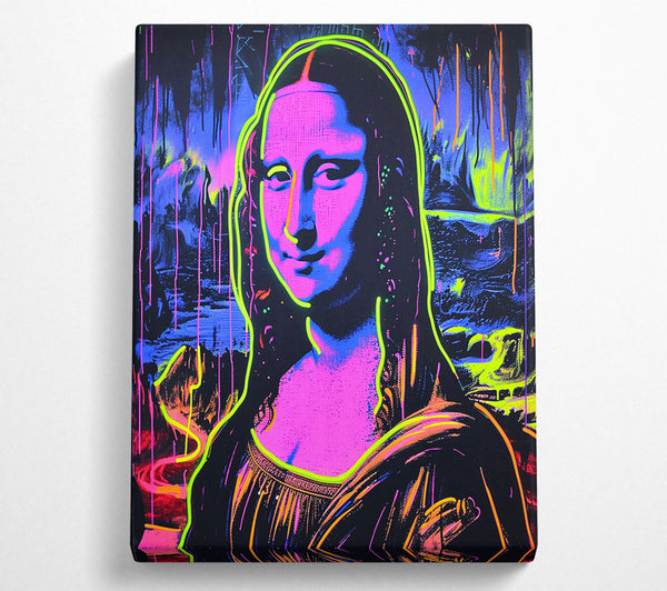  A Canvas Print of Neon Face Mona Lisa Canvas Wall Art