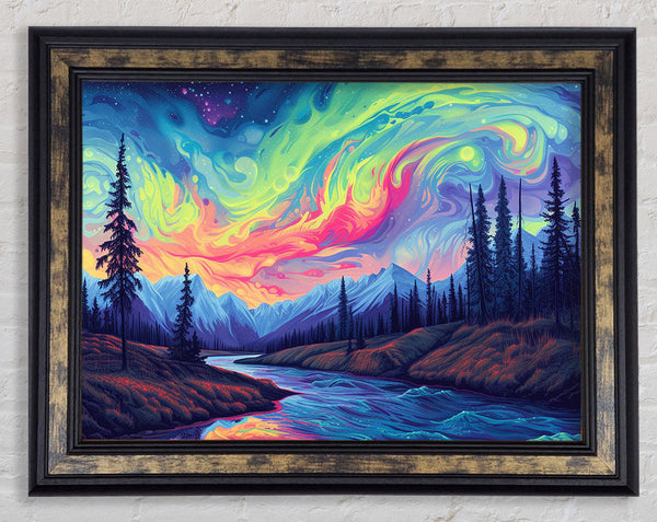 Neon Flow River Framed Print