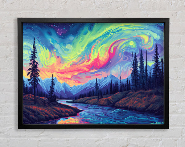Neon Flow River Framed Print