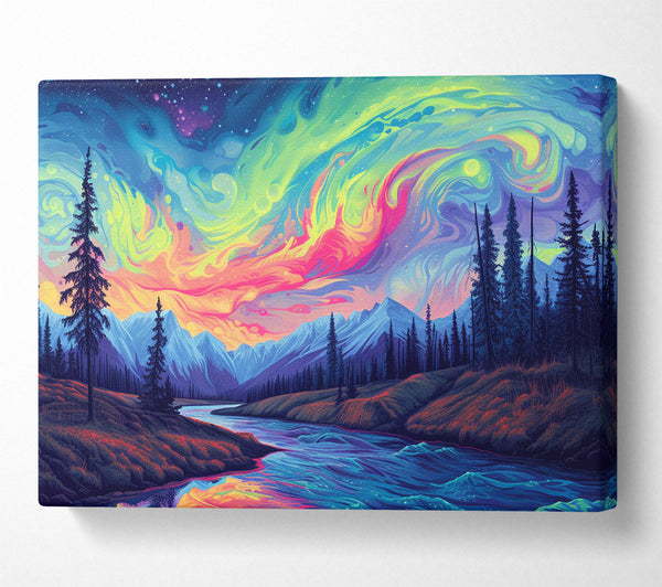  A Canvas Print of Neon Flow River Canvas Print