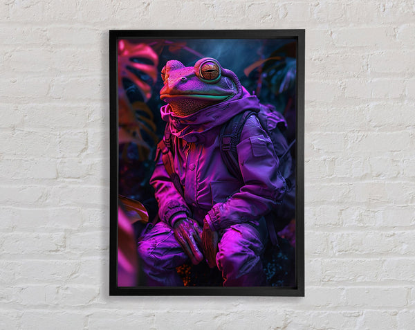 Neon Frog Framed Print