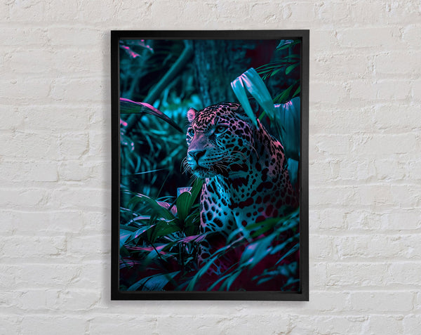 Neon Leopard Greens Framed Print