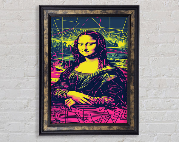 Neon Mona Lisa Framed Print
