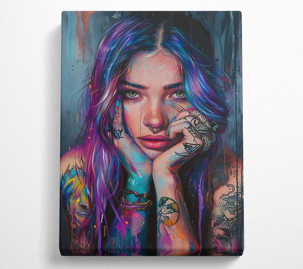  A Canvas Print of Neon Tattoo Woman Canvas Art