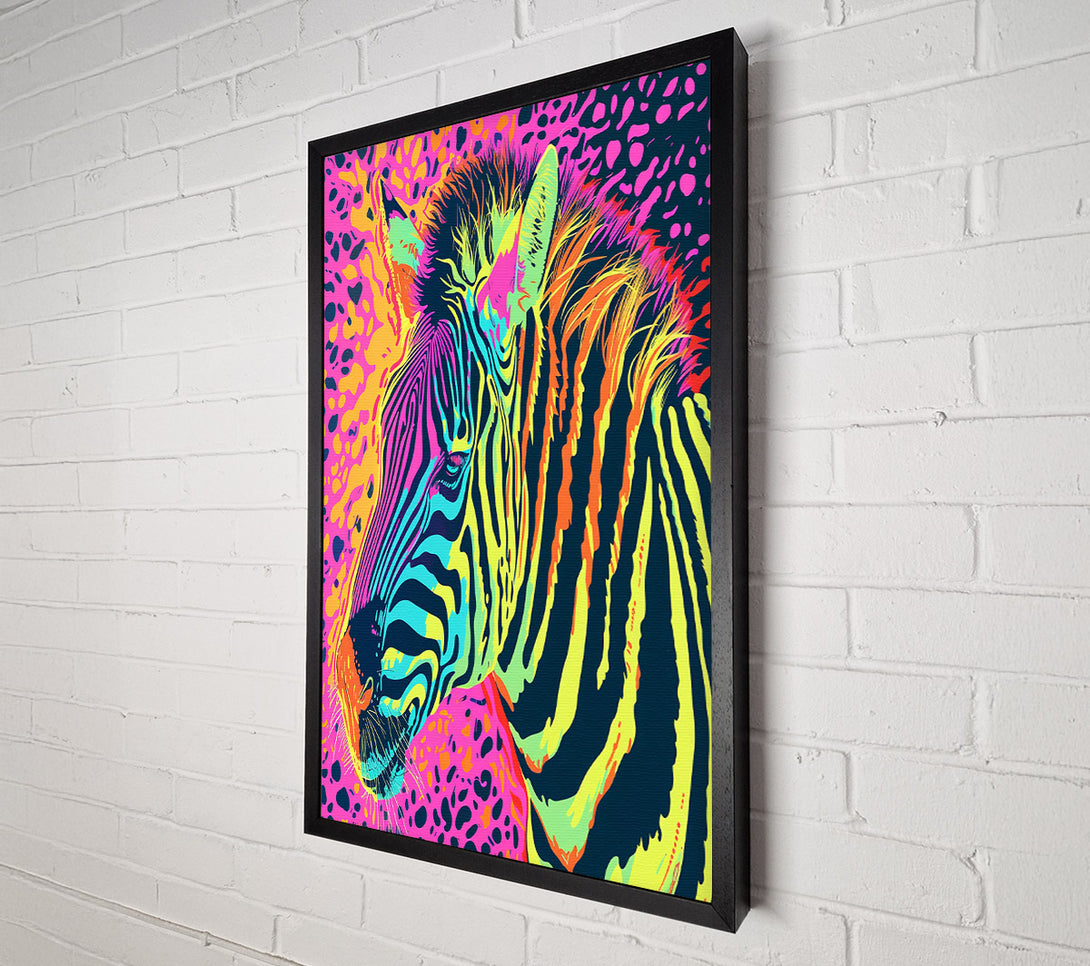  A Canvas Print of Neon Zebra Canvas Print